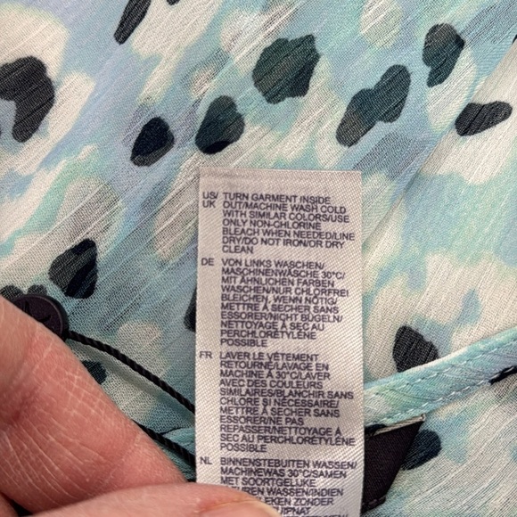 NYDJ NWOT Aqua Desert Cat Tranquility Chiffon Caftan Popover Top With Cami - Picture 9 of 10